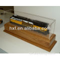 acrylic display case with wood base